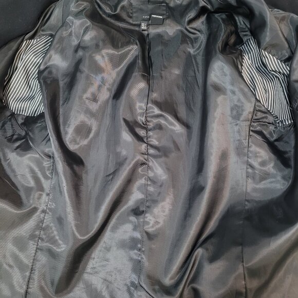 Zara Man Black Wool Blend Snap Up Collared Lined Inner Pocket Coat Size Large L - Picture 5 of 13